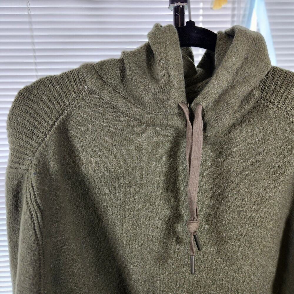 Time And Tru XL Army Green Drawstring Textured Hoodie Knit Pullover Sweater - Picture 4 of 10
